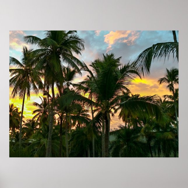 Hawaiian Exotic Beach Handflatan Träd Poster (Framsidan)