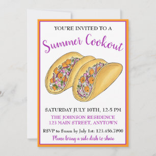 Hawaiian Fish Tacos Sommar Cookout Picnic Party Inbjudningar