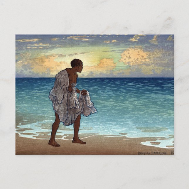 Hawaiian Fisherman - Charles William Bartlett Vykort (Framsida)
