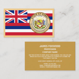 Hawaiian Flagga & Seal, Flagga of Hawaii Visitkort