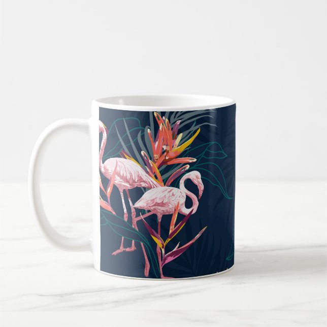 Hawaiian Flamingo: Tropical Vintage Artwork Kaffemugg (Vänster)