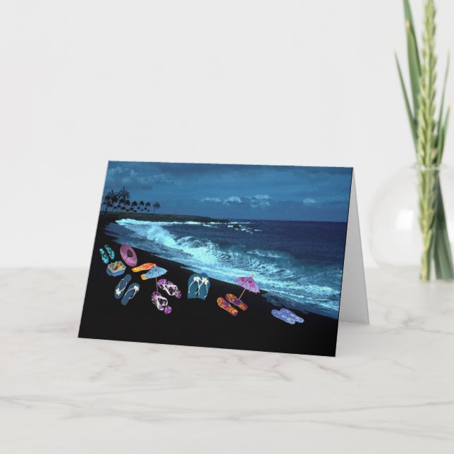 Hawaiian Flip Flop Beach Party Kort (Framsida)