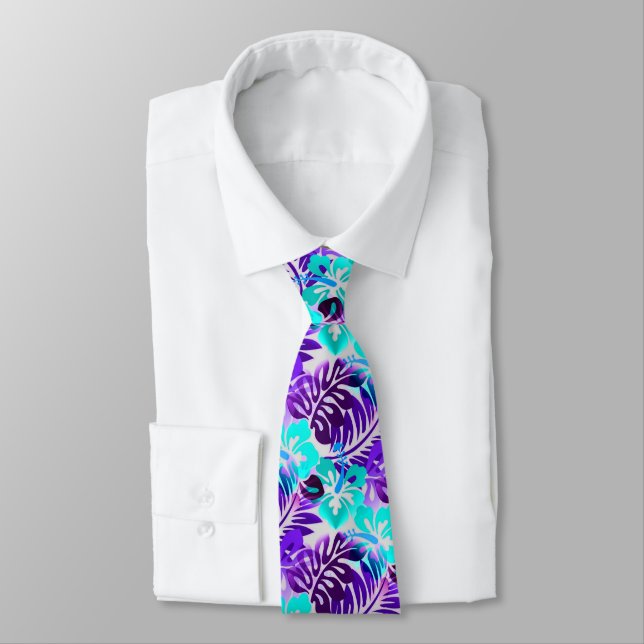 Hawaiian Flowered Mönster Blue Violet Slips (Bunden)