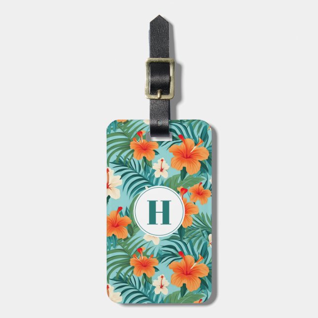 Hawaiian Flowers Luggage Tag Bagagebricka (Vertikal Framsida)