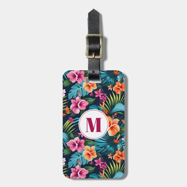 Hawaiian Flowers Luggage Tag Bagagebricka (Vertikal Framsida)