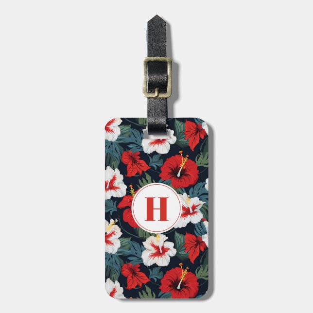 Hawaiian Flowers Luggage Tag Bagagebricka (Vertikal Framsida)