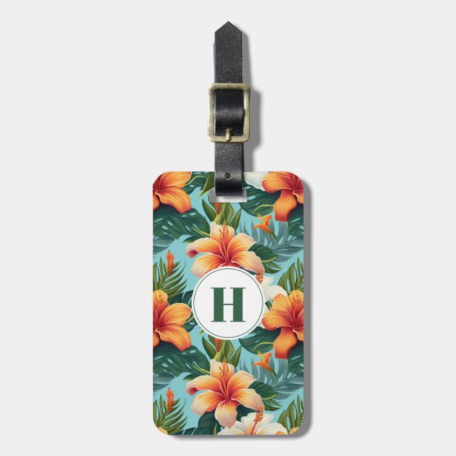 Hawaiian Flowers Luggage Tag Bagagebricka (Vertikal Framsida)
