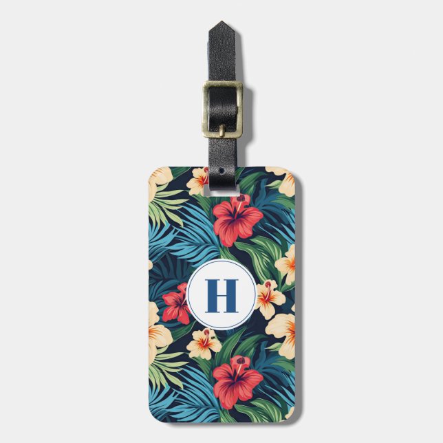 Hawaiian Flowers Luggage Tag Bagagebricka (Vertikal Framsida)