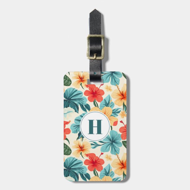 Hawaiian Flowers Luggage Tag Bagagebricka (Vertikal Framsida)