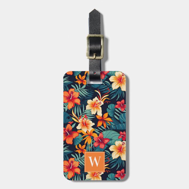 Hawaiian Flowers Luggage Tag Bagagebricka (Vertikal Framsida)