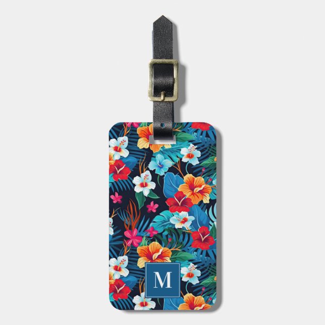 Hawaiian Flowers Luggage Tag Bagagebricka (Vertikal Framsida)