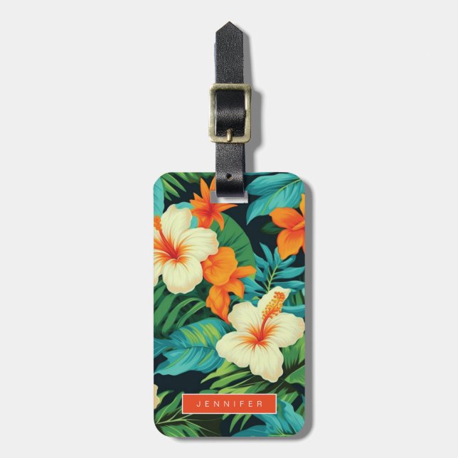 Hawaiian Flowers Luggage Tags Bagagebricka (Vertikal Framsida)