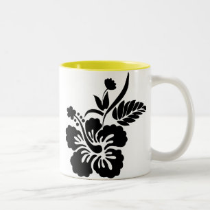 Hawaiian Flowers Silhouette Två-Tonad Mugg