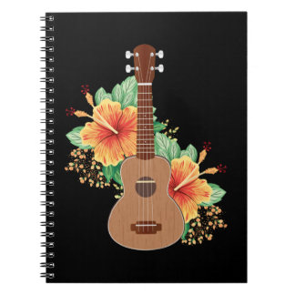 Hawaiian Flowers Ukulele Guitar Hawaii Anteckningsbok