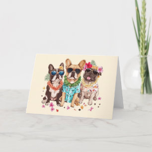 Hawaiian Fransk Bulldog Flower Lei Kort