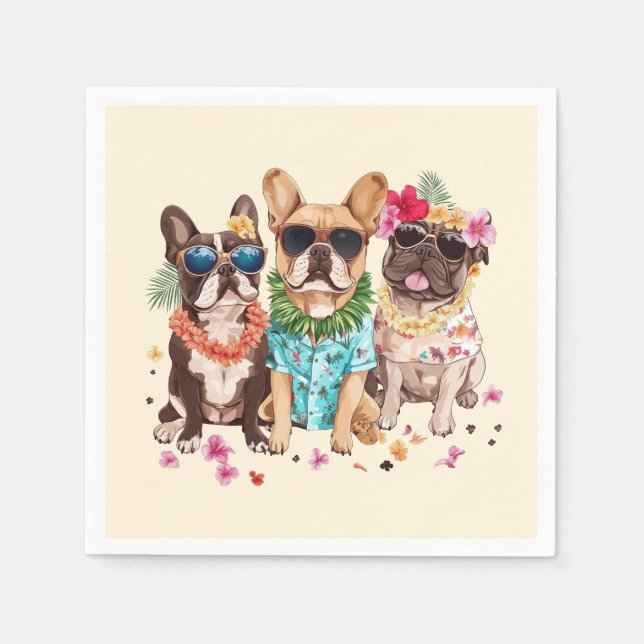 Hawaiian French Bulldogs Flower Lei Pappersservett (Framsidan)