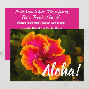 Hawaiian Fuchsia och Orange Hibiscus från Kauai Inbjudningar