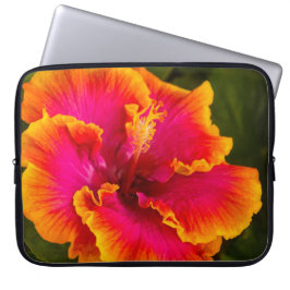 Hawaiian Fuchsia och Orange Hibiscus Wetdräkt Laptop Fodral