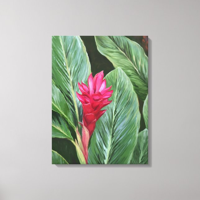 Hawaiian Ginger Flower Painting Canvastryck (Framsida)