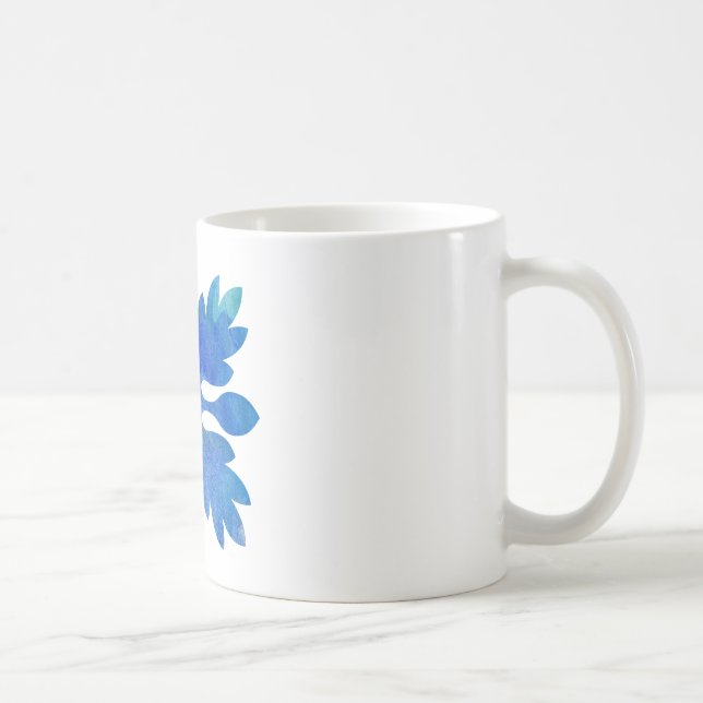 Hawaiian Ginger Quilt Ocean Blue Watercolor Kaffemugg (Höger)