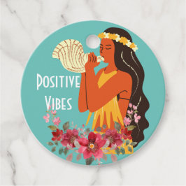 Hawaiian Girl blowing Conch Snäcka Personlig Gåvor Etiketter