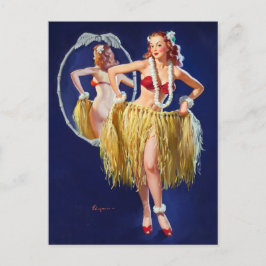 Hawaiian Girl Pin Up Vykort