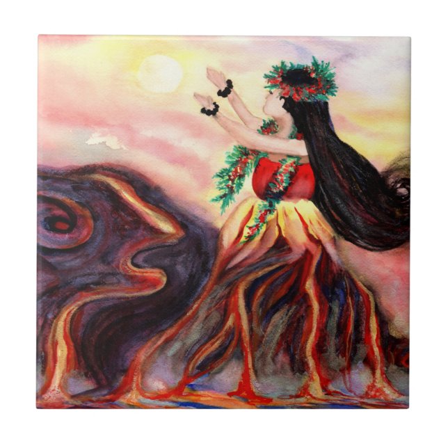 Hawaiian Goddess Pele Ceramic Tile Kakelplatta (Framsidan)