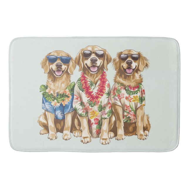 Hawaiian Golden Retriever Dogs Flower Lei Badrumsmatta (Framsidan)