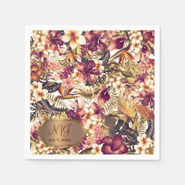 Hawaiian Golden Tropics Elegant Vintage Modern Pappersservett (Framsidan)