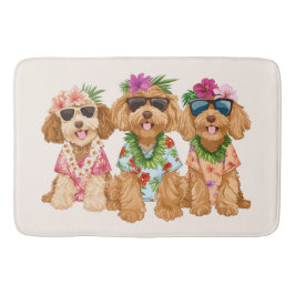 Hawaiian Goldendoodle Dogs Flower Lei Badrumsmatta