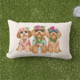Hawaiian Goldendoodle Dogs Flower Lei Lumbarkudde