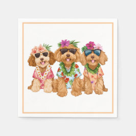 Hawaiian Goldendoodle Dogs Flower Lei Pappersservett