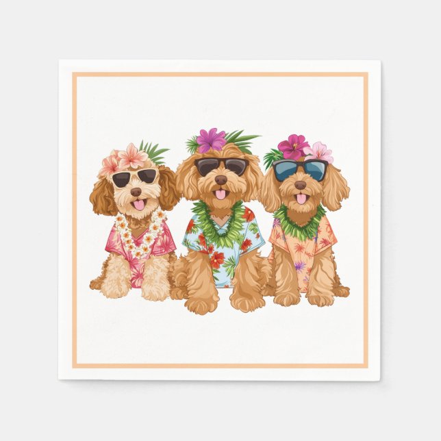 Hawaiian Goldendoodle Dogs Flower Lei Pappersservett (Framsidan)