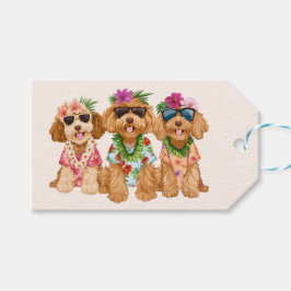 Hawaiian Goldendoodle Dogs Flower Lei Presentetikett