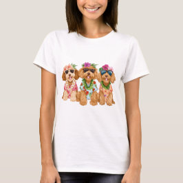 Hawaiian Goldendoodle Dogs Flower Lei T Shirt