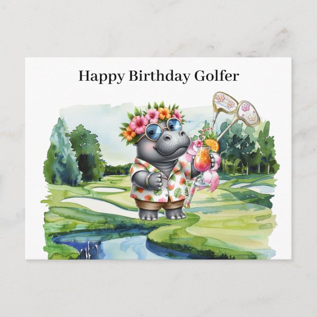 Hawaiian Golfer Birthday Helg Vykort (Framsida)