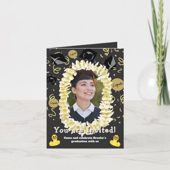 Hawaiian Graduation Party Lei Photo Invitation Kort (Framsida)