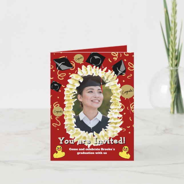 Hawaiian Graduation Party Lei Photo Invitation Kort (Framsida)
