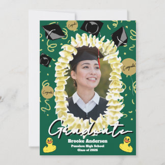 Hawaiian Graduation Plumeria Lei Confetti Photo Kort