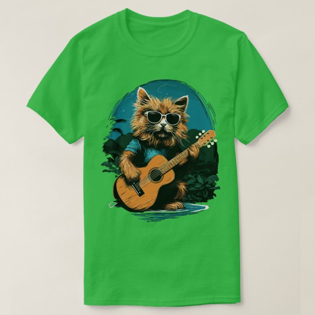 Hawaiian Guitar Music Cont Festival Funny Cat H T Shirt (Design framsida)
