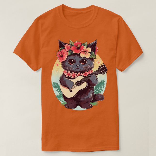 Hawaiian Guitar Music Cont Festival Funny Cat H T Shirt (Design framsida)