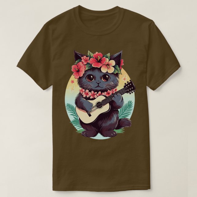 Hawaiian Guitar Music Cont Festival Funny Cat H T Shirt (Design framsida)