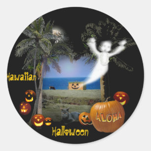 Hawaiian Halloween Runt Klistermärke