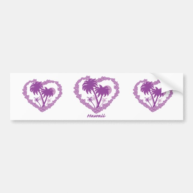 Hawaiian Handflatan Träd Heart Bildekal (Framsidan)