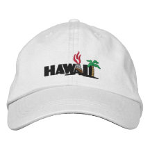 Hawaiian Handflatan Träd och Volcanos Embroized Ca