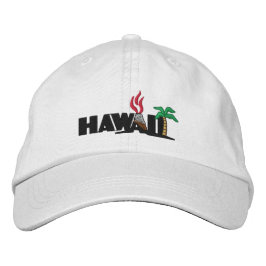 Hawaiian Handflatan Träd och Volcanos Embroized Ca Broderad Keps