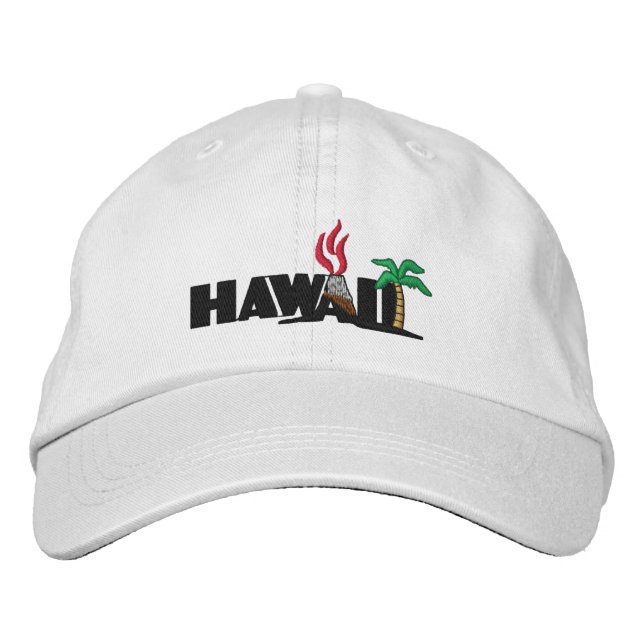 Hawaiian Handflatan Träd och Volcanos Embroized Ca Broderad Keps (Framsida)