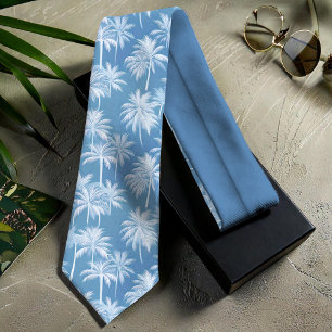 Hawaiian Handflatan Träd Silhouette Mönster Blue I Slips