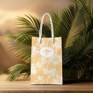 Hawaiian Handflatan Träd Silhouette Mönster Guld I