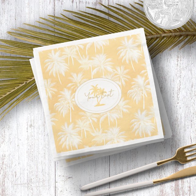 Hawaiian Handflatan Träd Silhouette Mönster Guld I Pappersservett (Skapare uppladdad)
